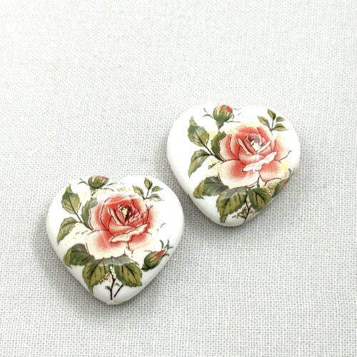 TB08/PINK ROSE/WHT #308 HEART SHAPE