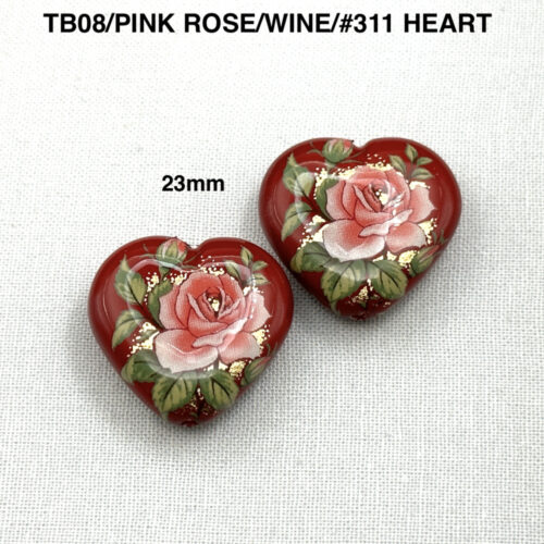 TB08/PINK ROSE/WINE #311 HEART SHAPE - Image 3